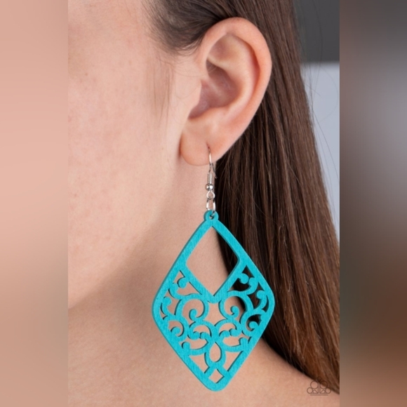 Vine For The Taking Blue Earrings - Picture 2 of 2